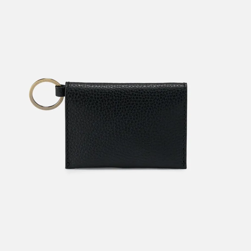 Vida Card Case in Micro Pebbled Leather - Black sold by HOBO
