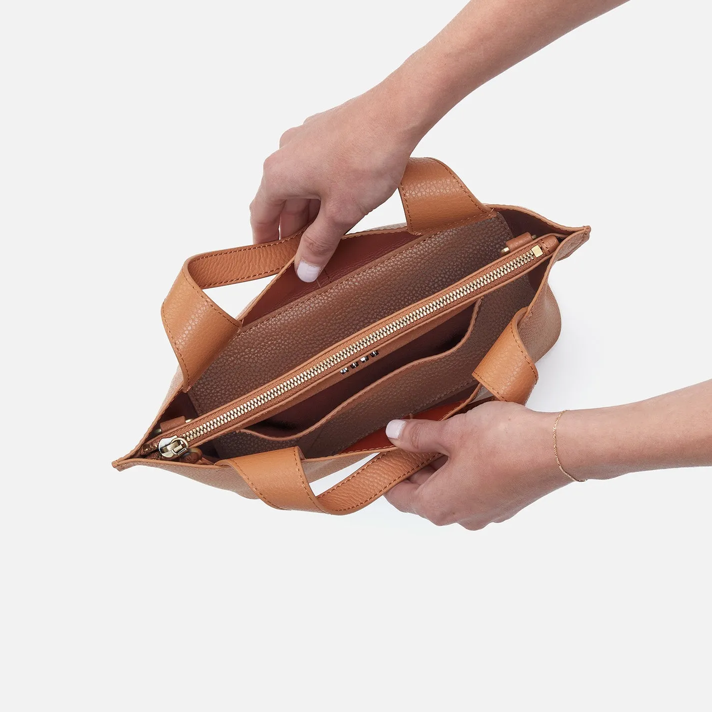 Vida Small Tote In Micro Pebbled Leather - Biscuit sold by HOBO product image thumbnail 4