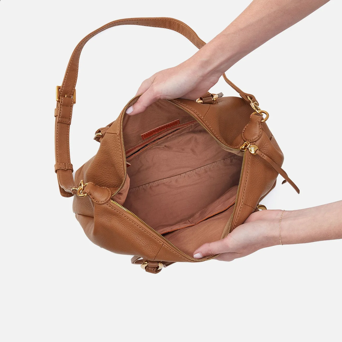 Harley Satchel In Pebbled Leather - Warm Honey sold by HOBO product image thumbnail 4