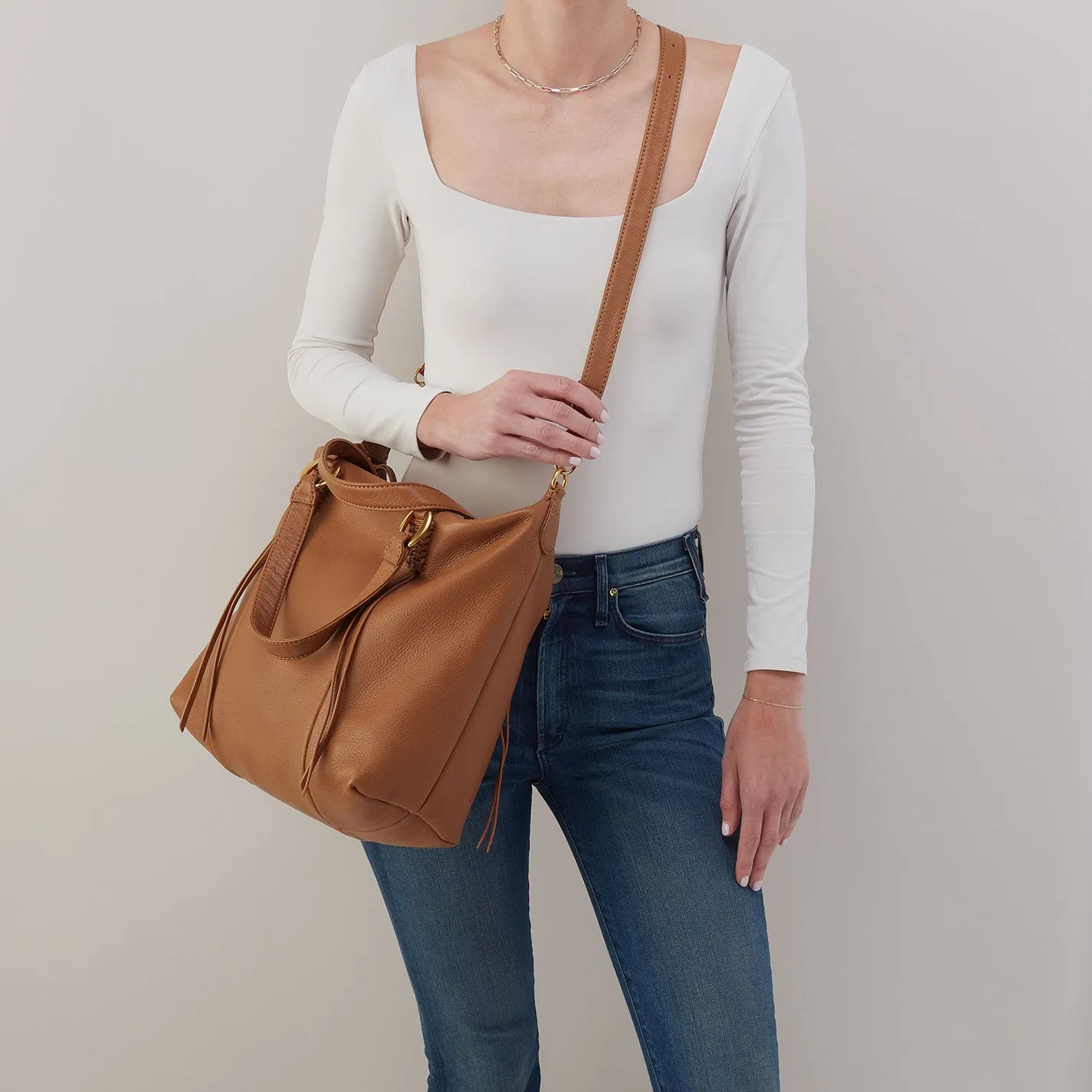 Harley Satchel In Pebbled Leather - Warm Honey sold by HOBO product image thumbnail 3