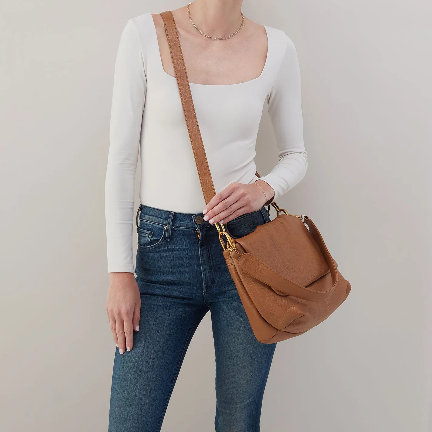 Harley Convertible Shoulder Bag in Pebbled Leather - Warm Honey sold by HOBO product image thumbnail 2