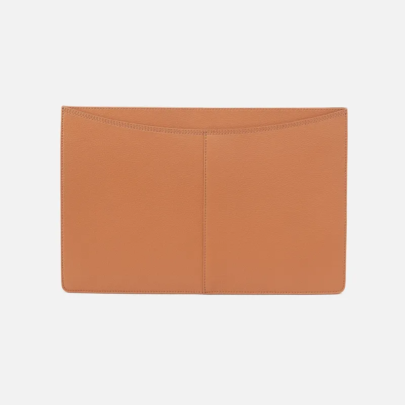 Vida Large Laptop Sleeve in Micro Pebbled Leather - Biscuit sold by HOBO