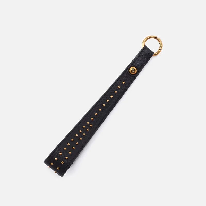 Stud Wrist Strap in Pebbled Leather - Black sold by HOBO