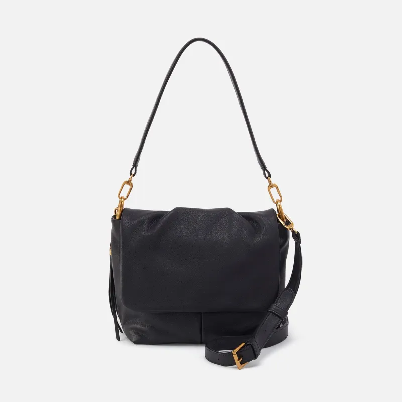 Harley Convertible Shoulder Bag in Pebbled Leather - Black made by HOBO