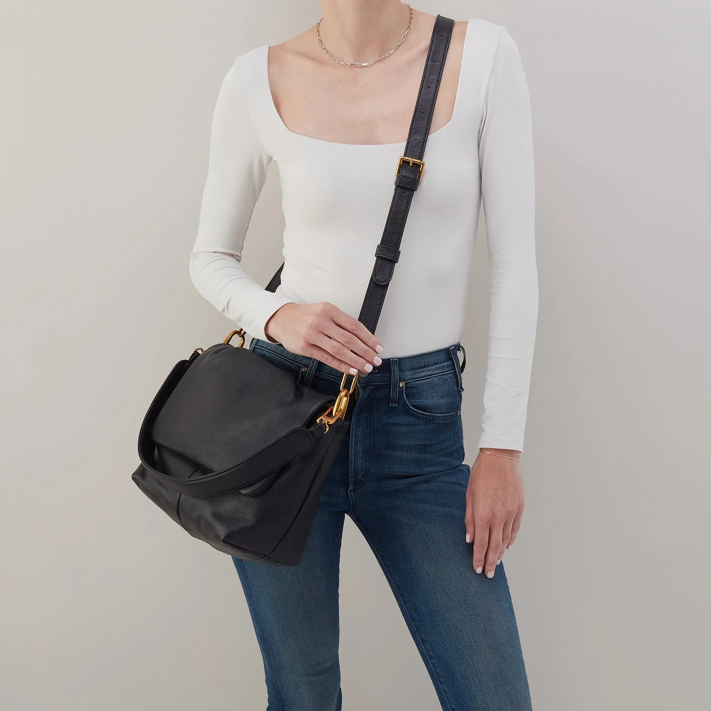 Harley Convertible Shoulder Bag in Pebbled Leather - Black sold by HOBO product image thumbnail 3