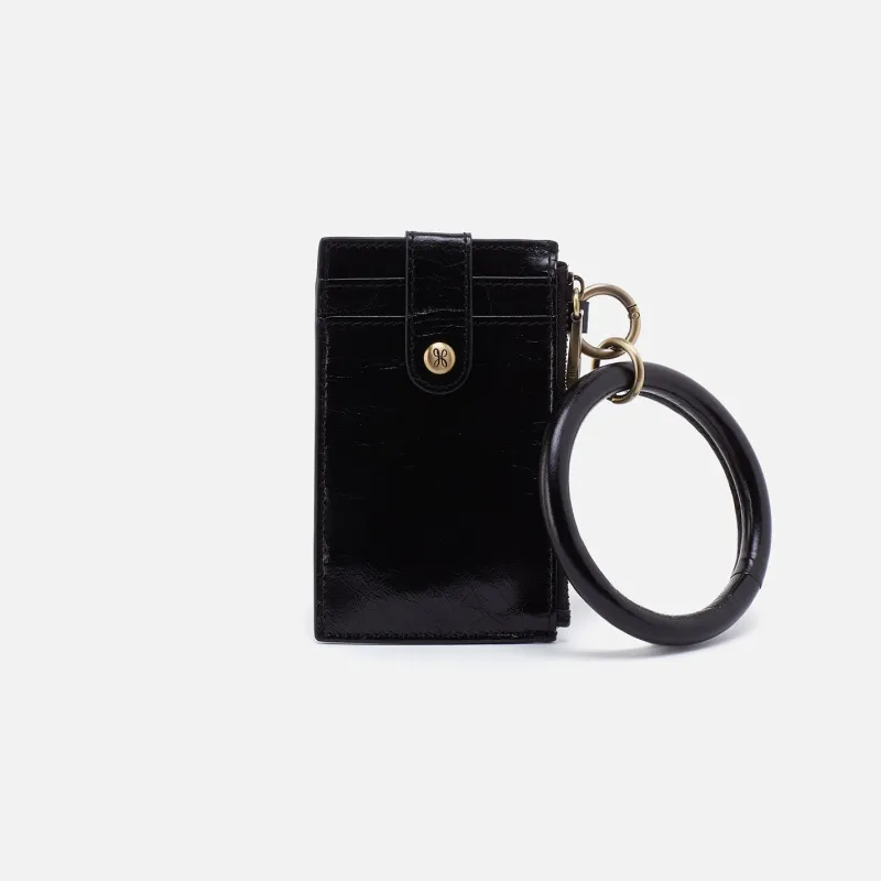 Ring Credit Card Wristlet In Polished Leather - Black sold by HOBO