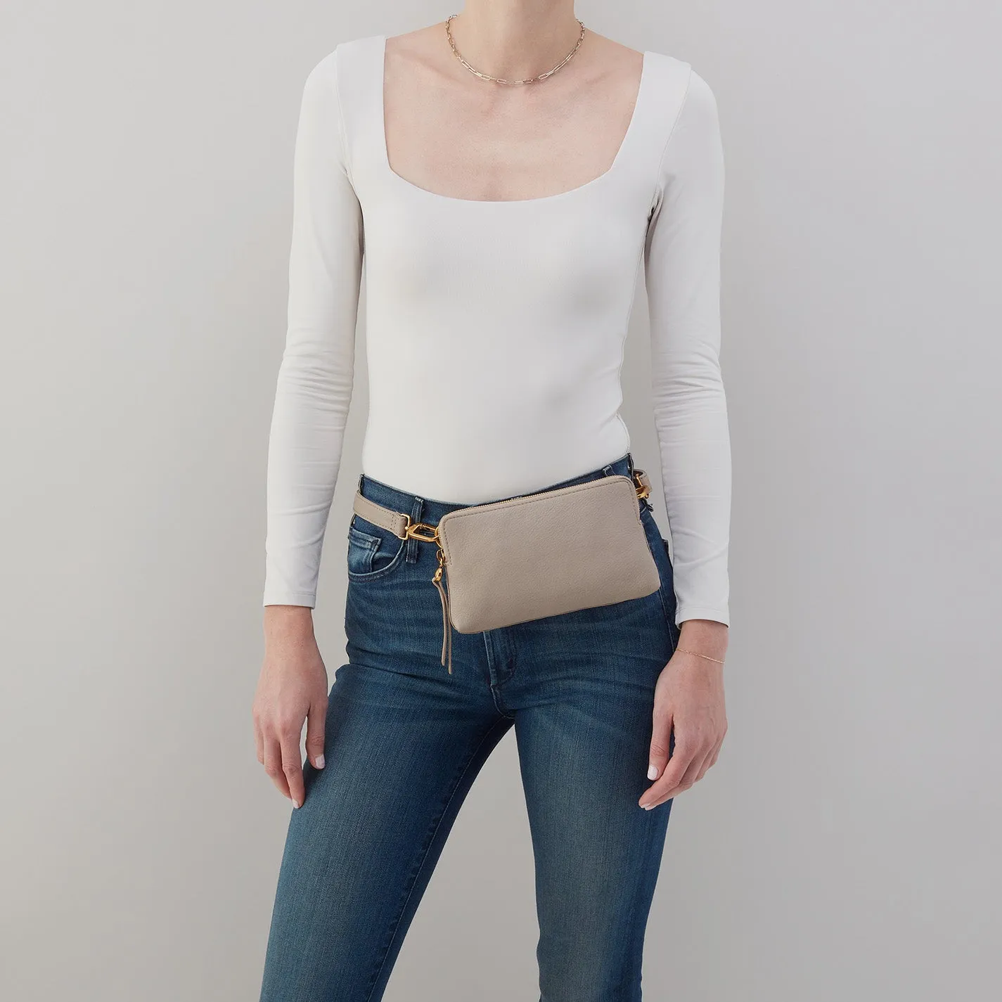 Fern Slim Belt Bag in Pebbled Leather - Taupe sold by HOBO product image thumbnail 4