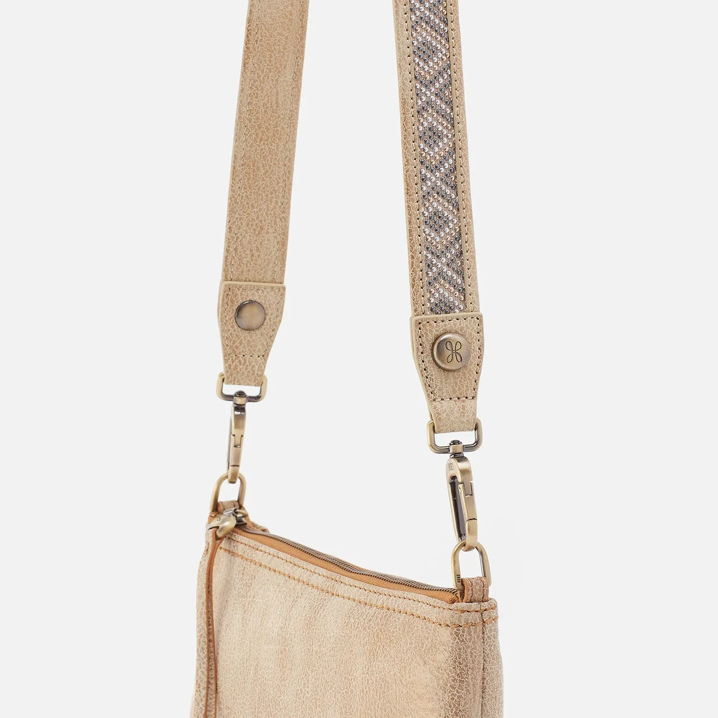 Skinny Beaded Strap in Metallic Leather - Gold Leaf sold by HOBO product image thumbnail 2