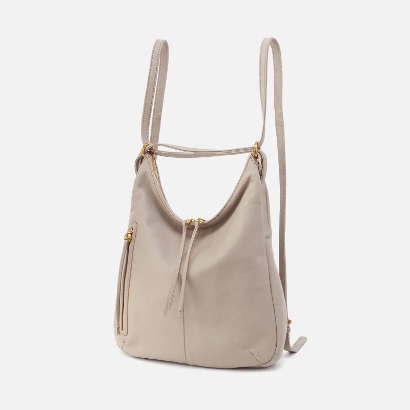 Merrin Convertible Backpack in Pebbled Leather - Taupe sold by HOBO