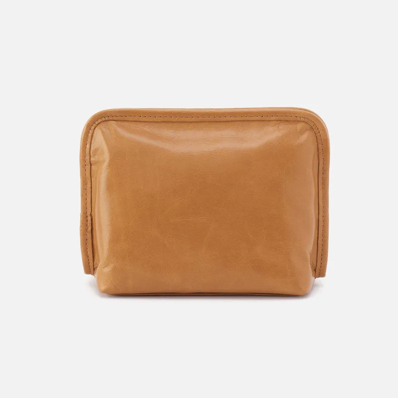 Beauty Cosmetic Pouch In Polished Leather - Natural sold by HOBO