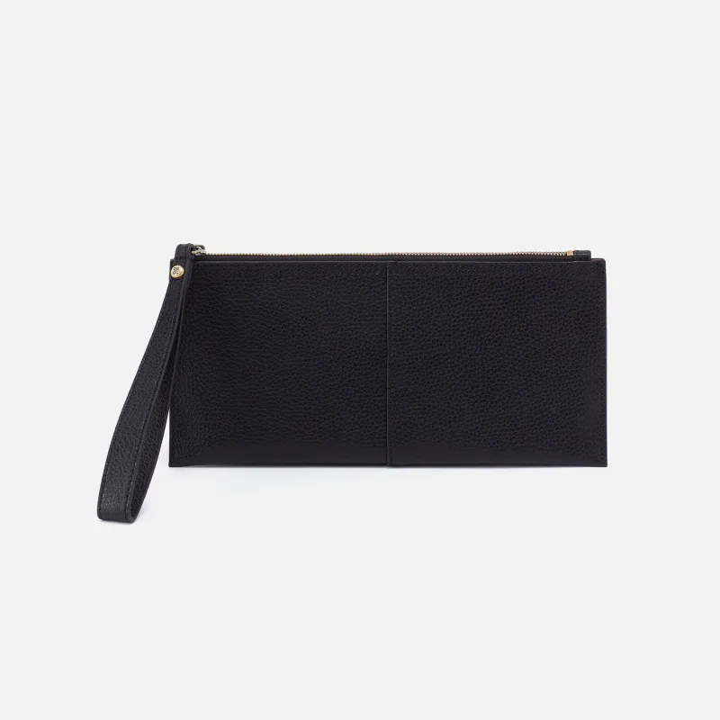 Vida Large Pouch in Micro Pebbled Leather - Black sold by HOBO