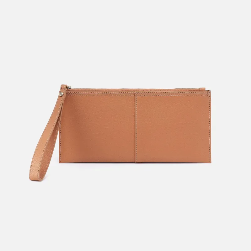 Vida Large Pouch in Micro Pebbled Leather - Biscuit sold by HOBO