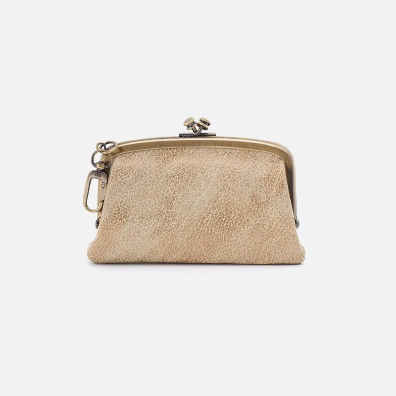 Cheer Frame Pouch In Metallic Leather - Gold Leaf sold by HOBO