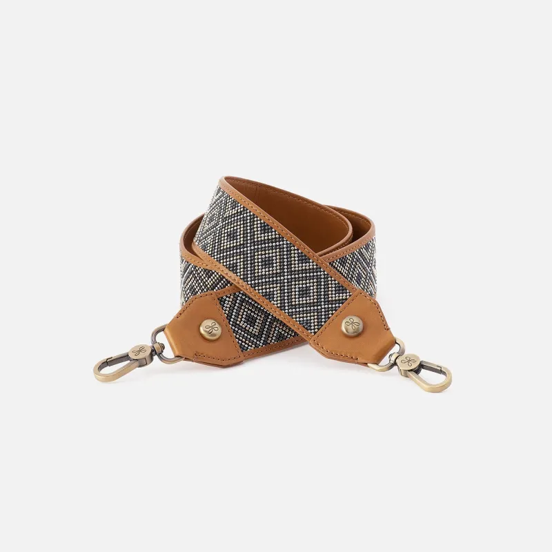 Beaded Guitar Strap in Polished Leather - Natural sold by HOBO