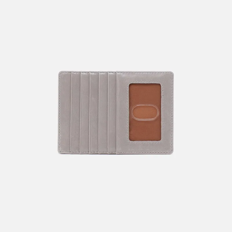 Euro Slide Card Case In Polished Leather - Light Grey sold by HOBO