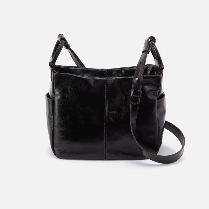Sheila Crossbody In Polished Leather - Black made by HOBO