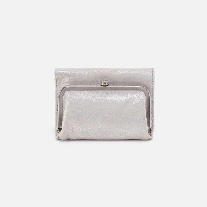 Robin Compact Wallet In Metallic Leather - Silver made by HOBO