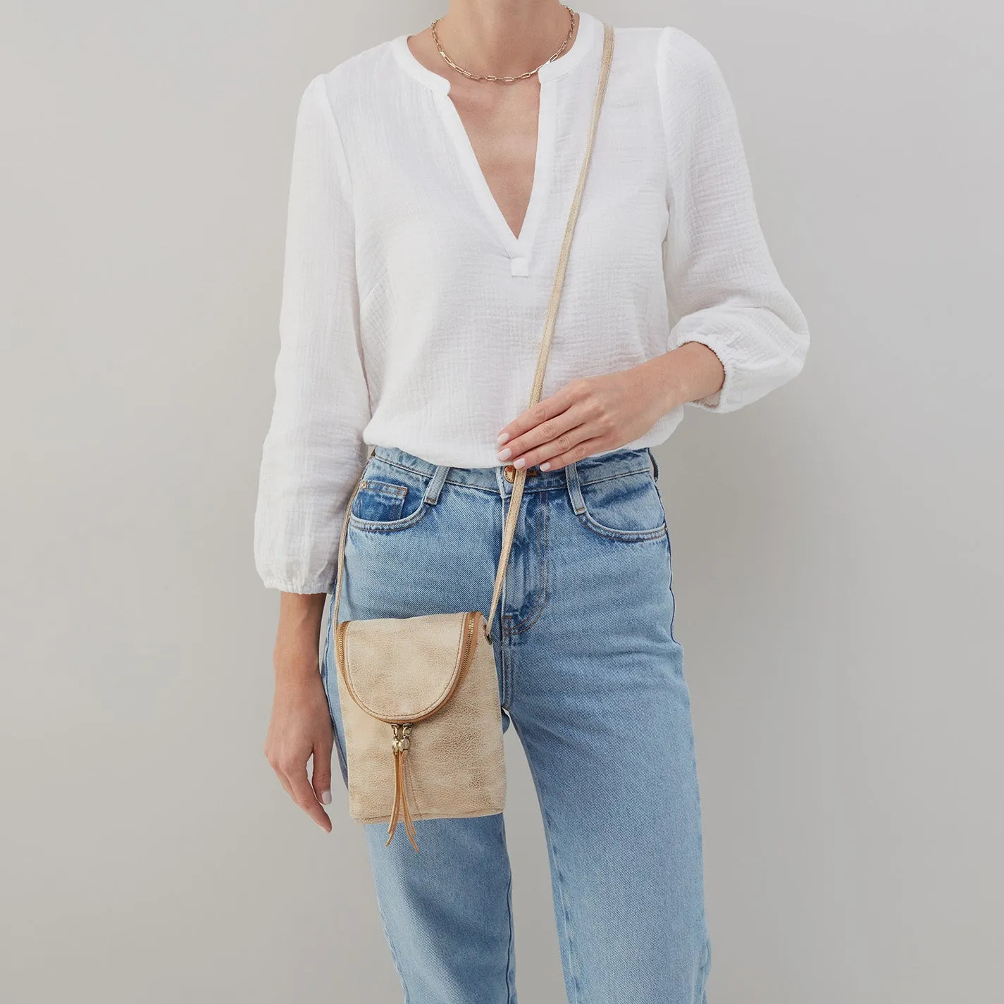 Fern Crossbody In Metallic Leather - Gold Leaf sold by HOBO product image thumbnail 2