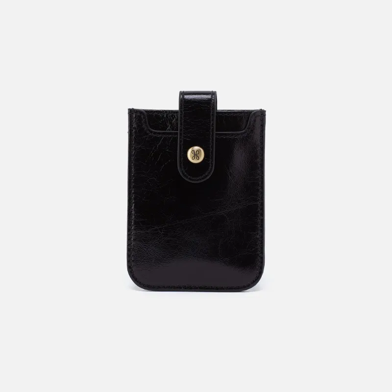 Dunn Card Case In Polished Leather - Black sold by HOBO