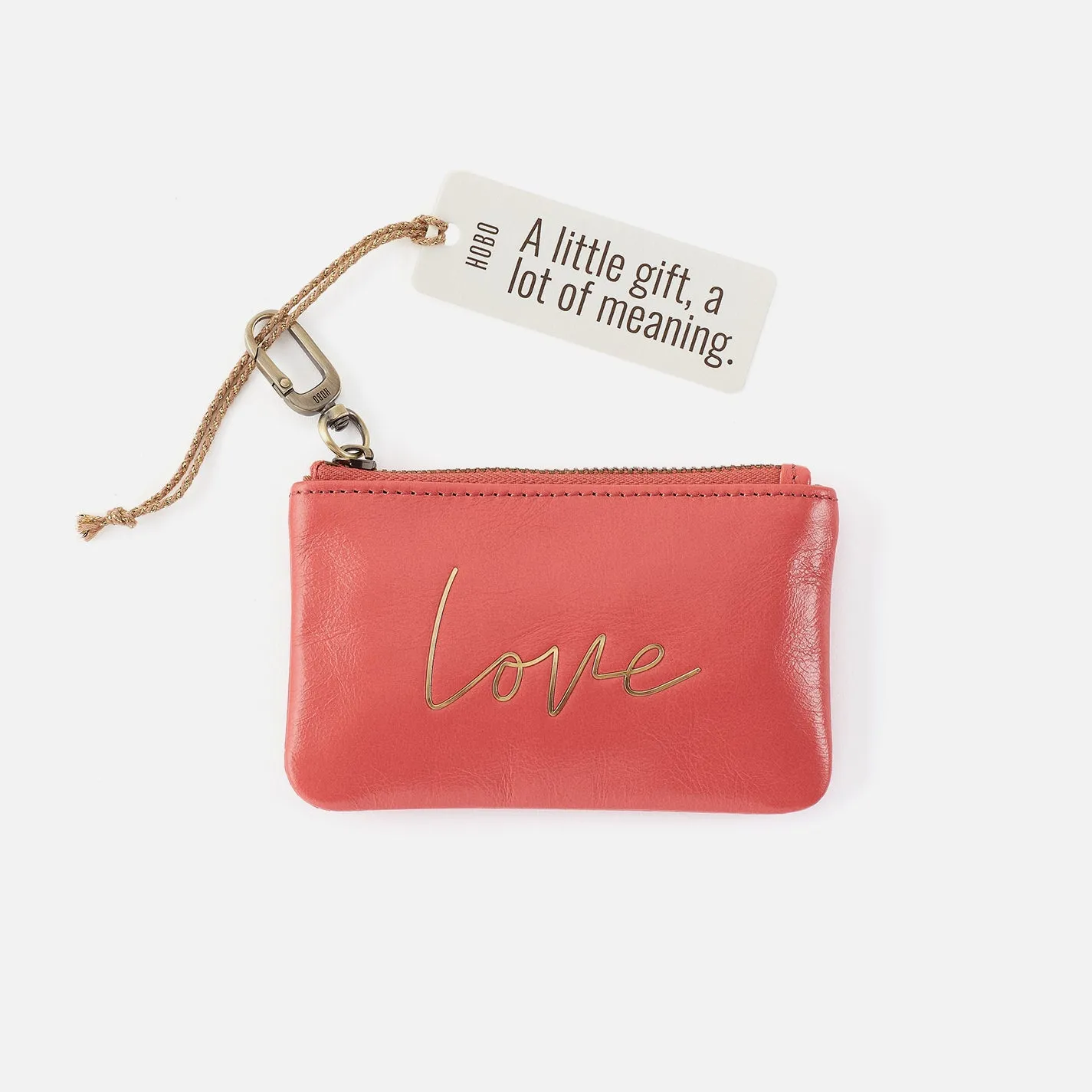 Sentiment Pouch in Polished Leather - Pink Mirage Love sold by HOBO