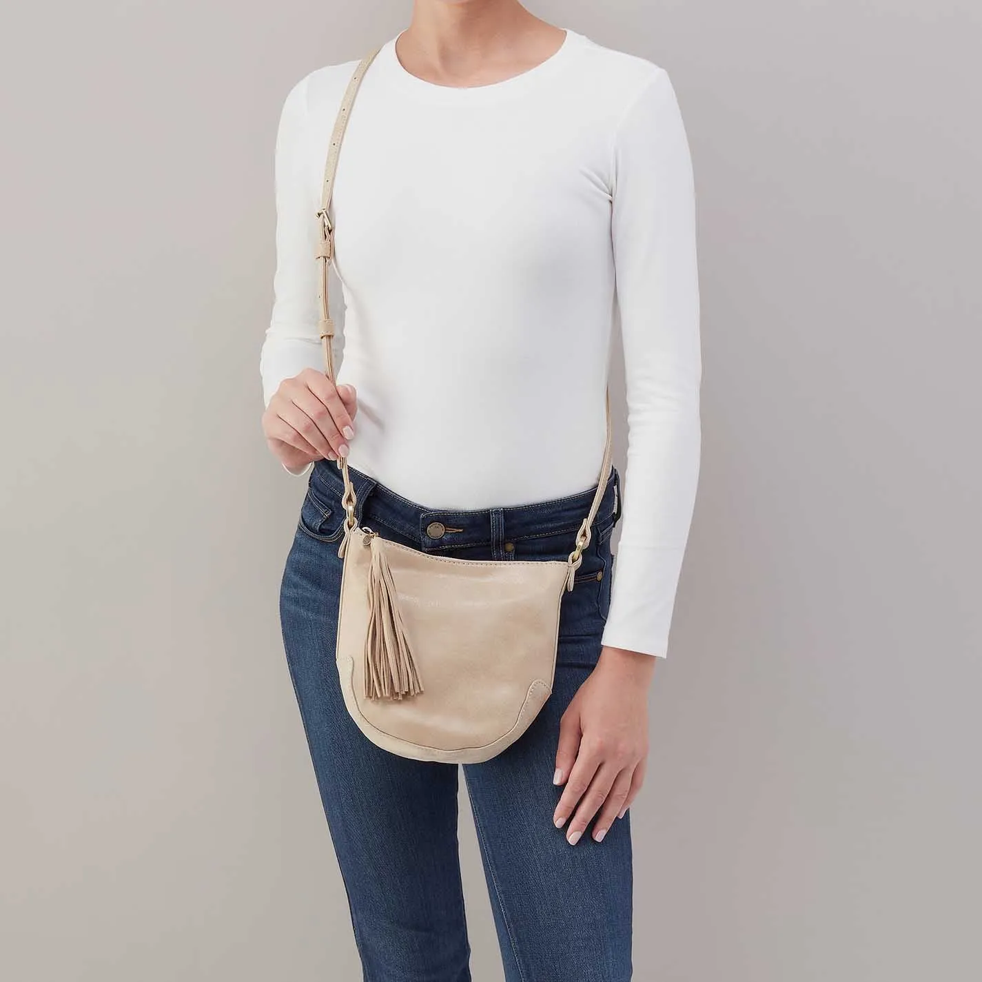 Lexi Crossbody in Buffed Leather - Frosted Pearl sold by HOBO product image thumbnail 3