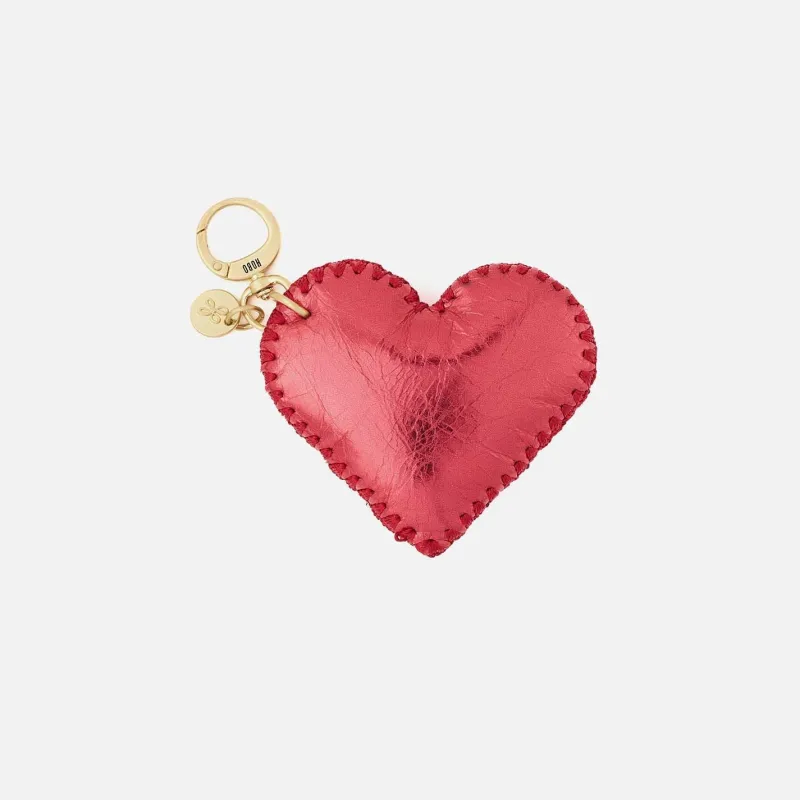 Heart Swells Fob in Metallic Leather - Strawberry Fields sold by HOBO