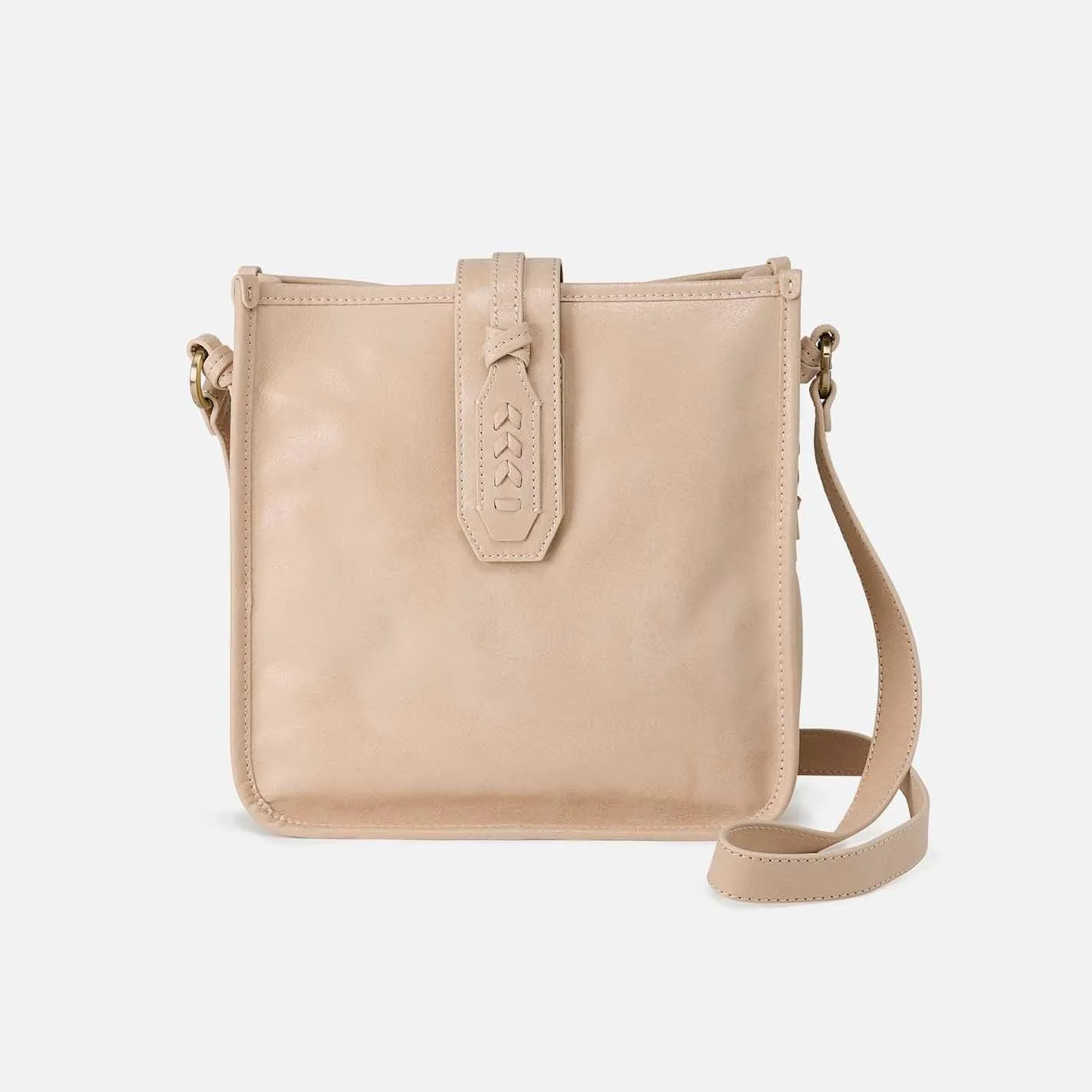 Expedition Medium Crossbody in Buffed Leather - Frosted Pearl sold by HOBO