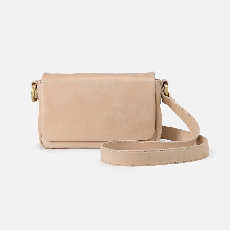 Expedition Flap Crossbody in Buffed Leather - Frosted Pearl sold by HOBO