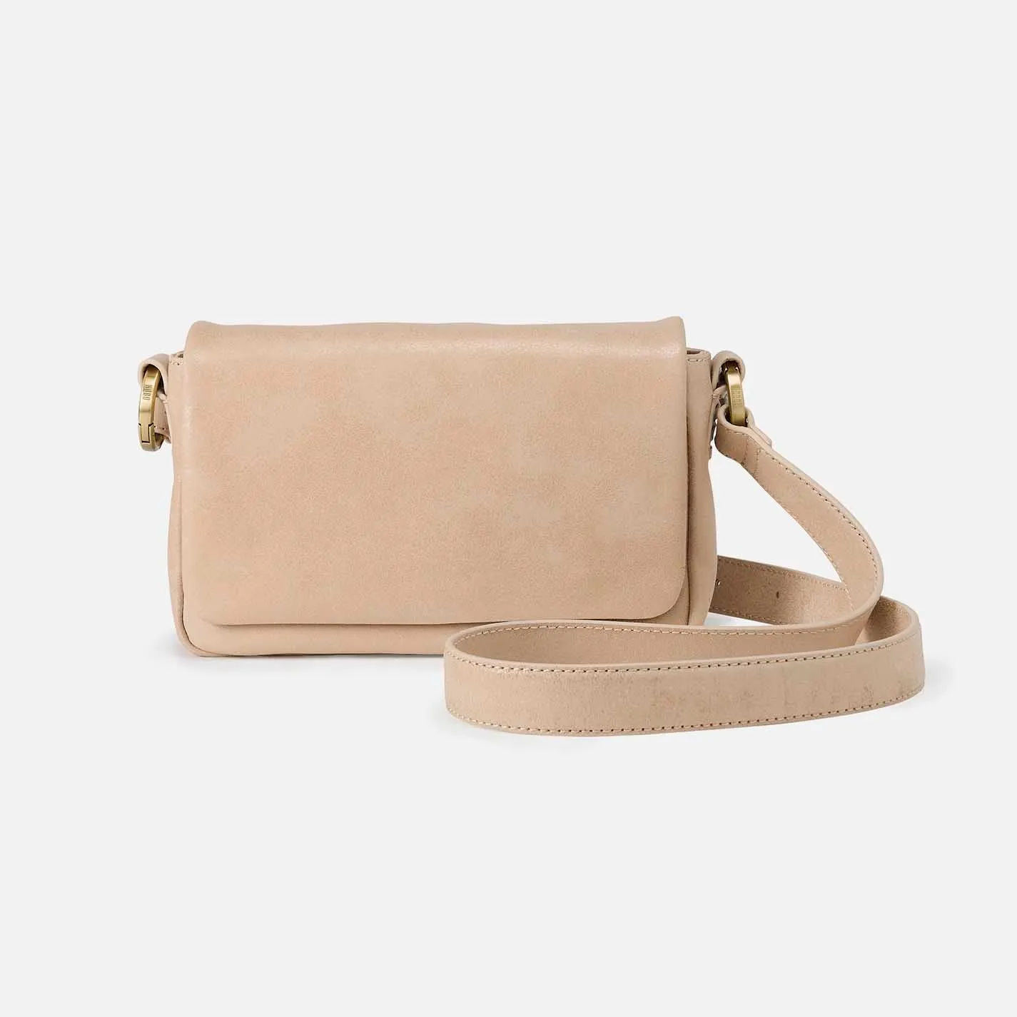 Expedition Flap Crossbody in Buffed Leather - Frosted Pearl sold by HOBO
