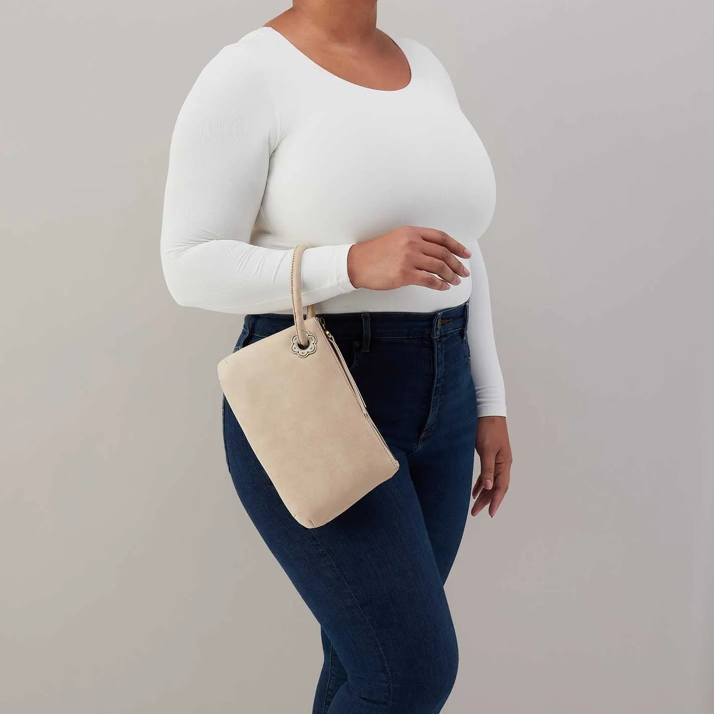 Daisy Daze Large Wristlet in Buffed Leather - Frosted Pearl sold by HOBO product image thumbnail 3