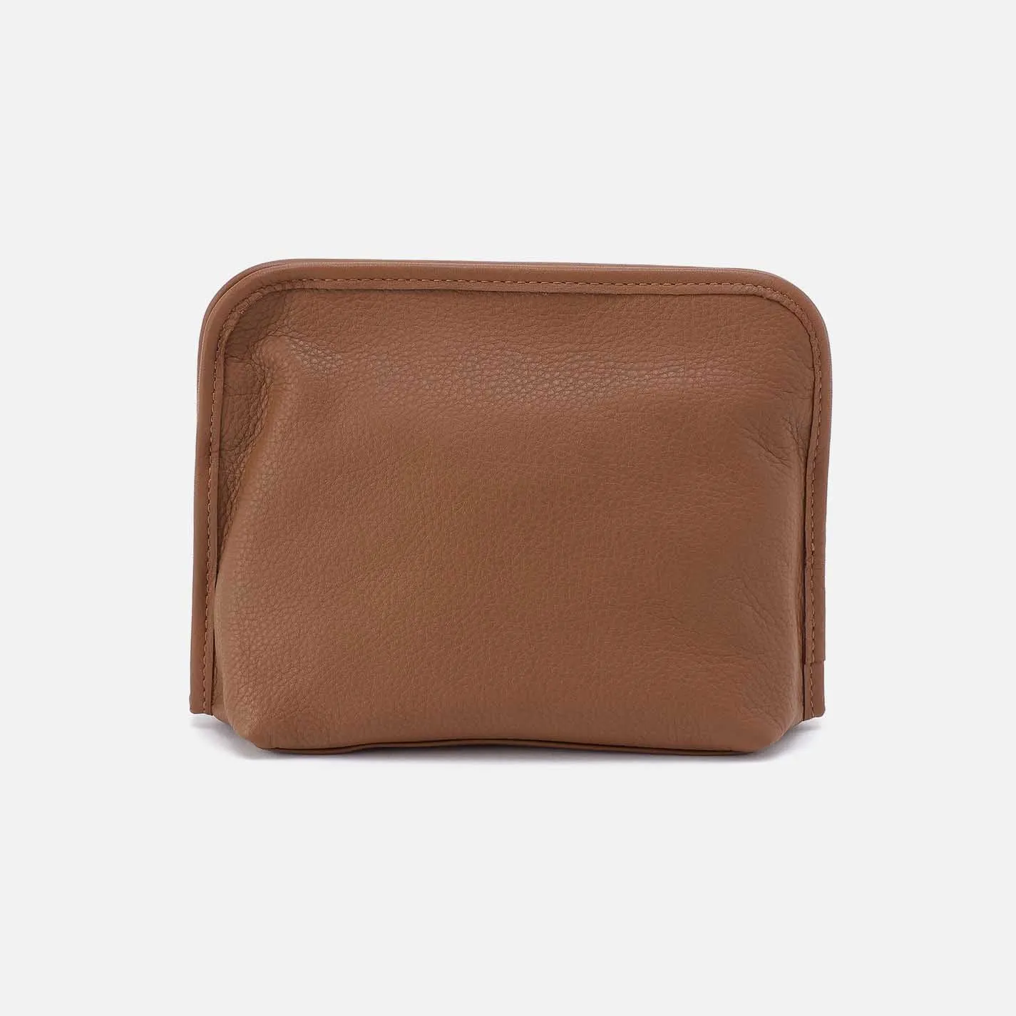 Beauty Cosmetic Pouch in Pebbled Leather - Timber Brown sold by HOBO product image thumbnail 3