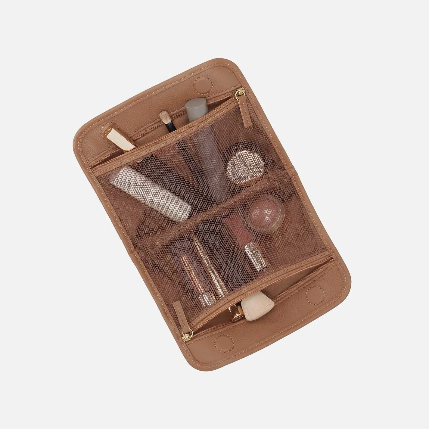 Beauty Cosmetic Pouch in Pebbled Leather - Timber Brown sold by HOBO product image thumbnail 2