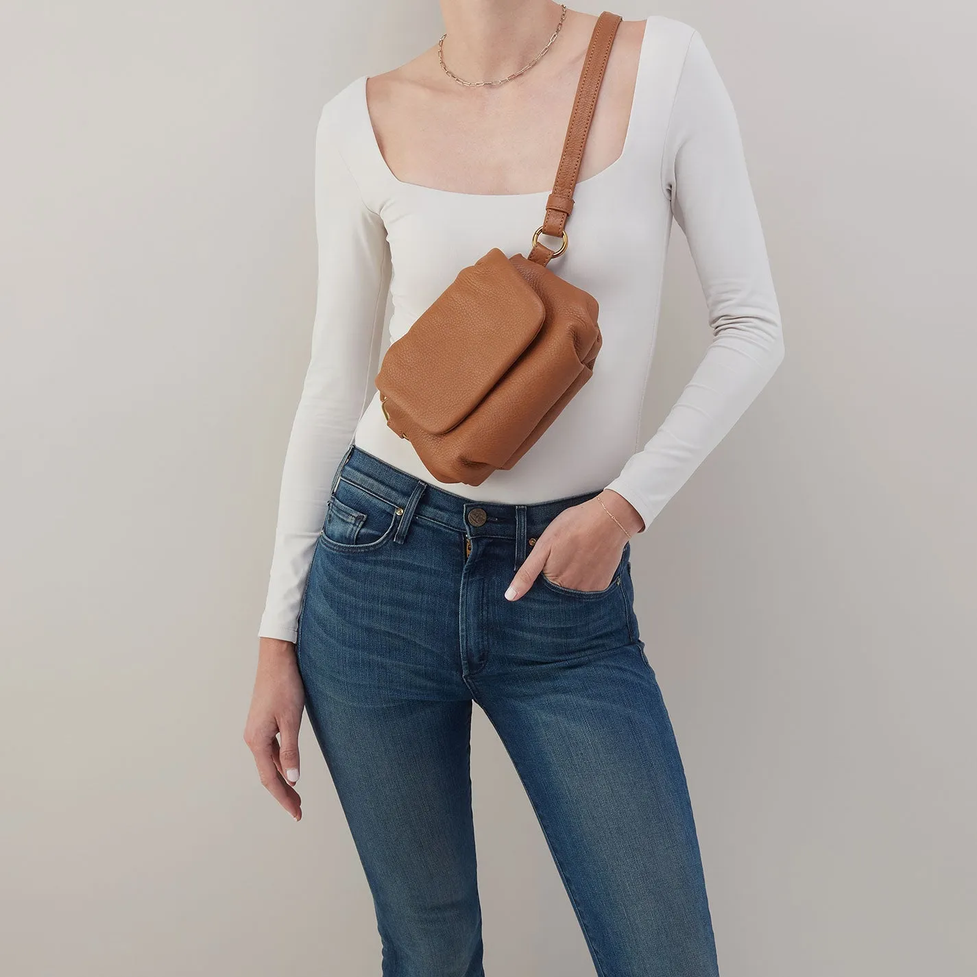Harley Crossbody Sling In Pebbled Leather - Warm Honey sold by HOBO product image thumbnail 2