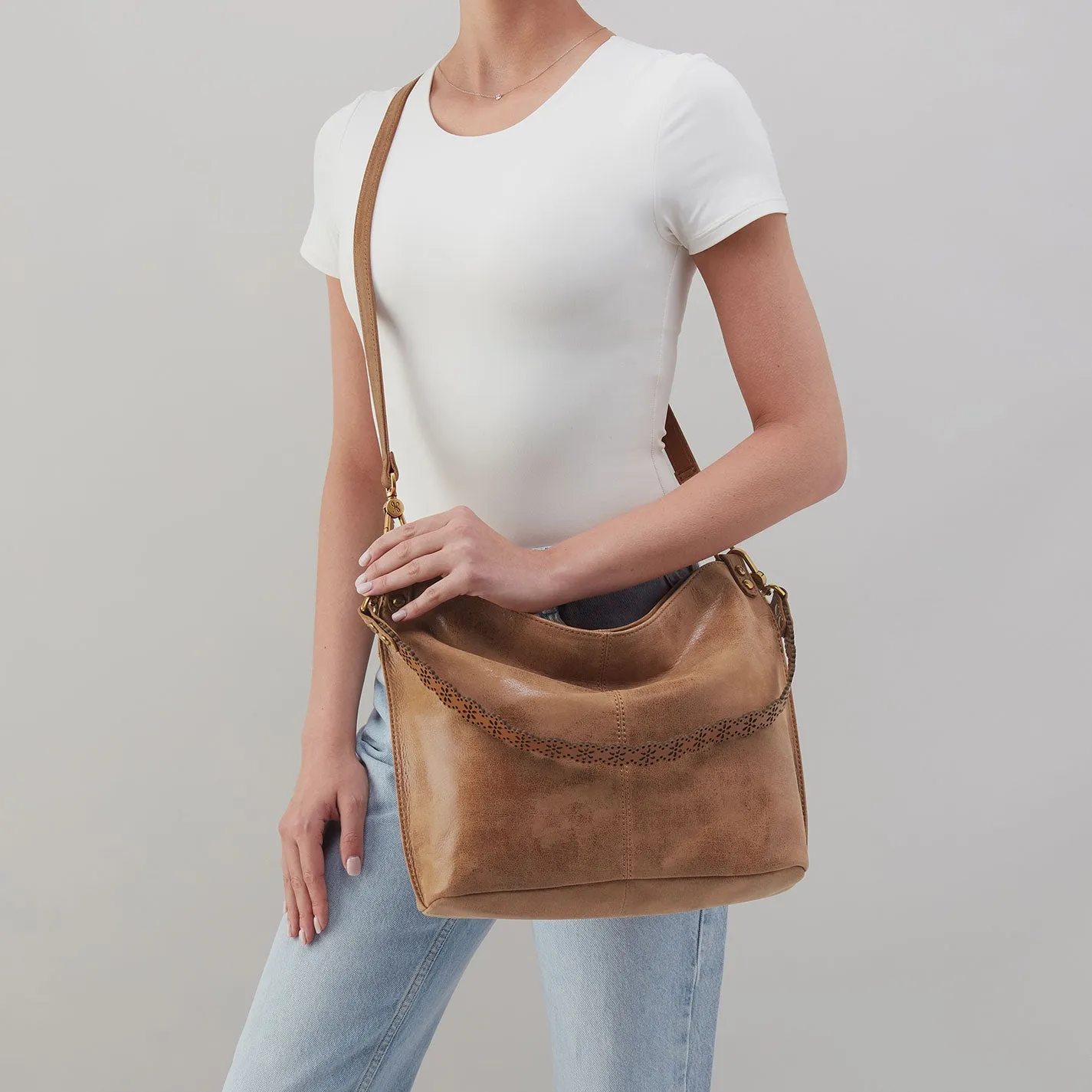Pier Shoulder Bag In Buffed Leather - Whiskey sold by HOBO product image thumbnail 3