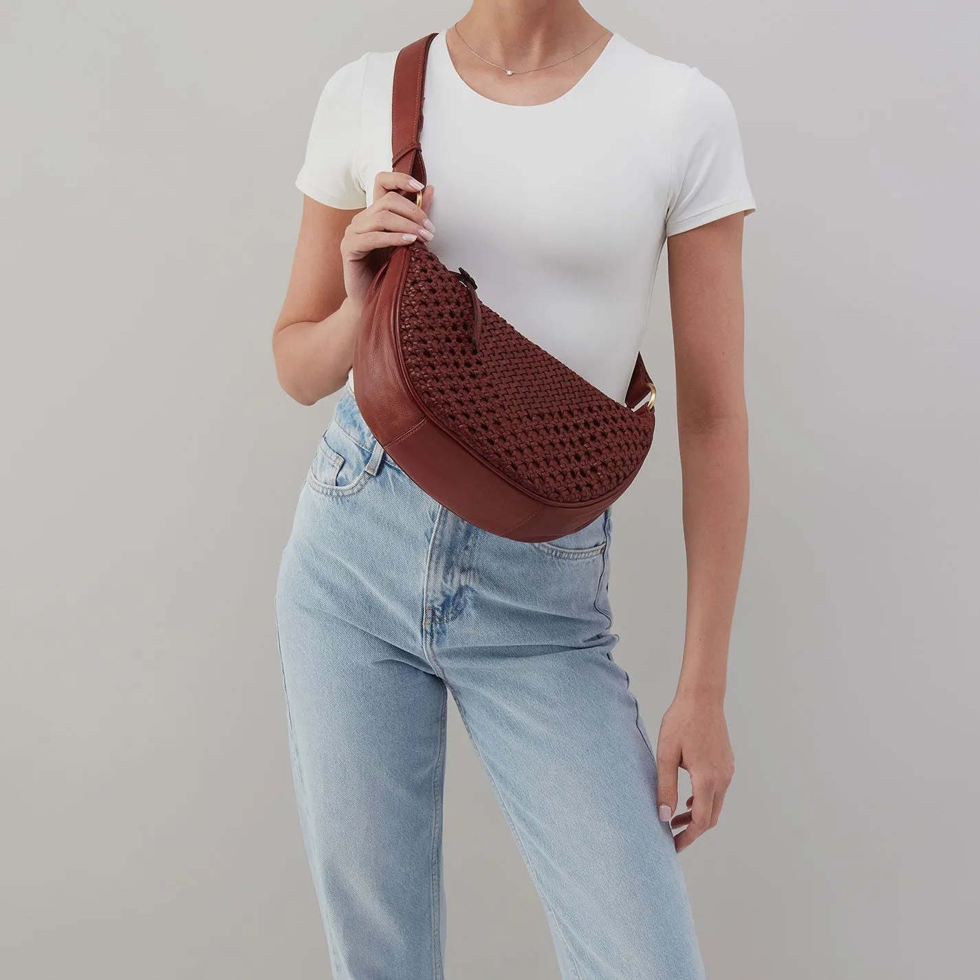 Hazel Sling In Woven Leather - Chestnut sold by HOBO product image thumbnail 3