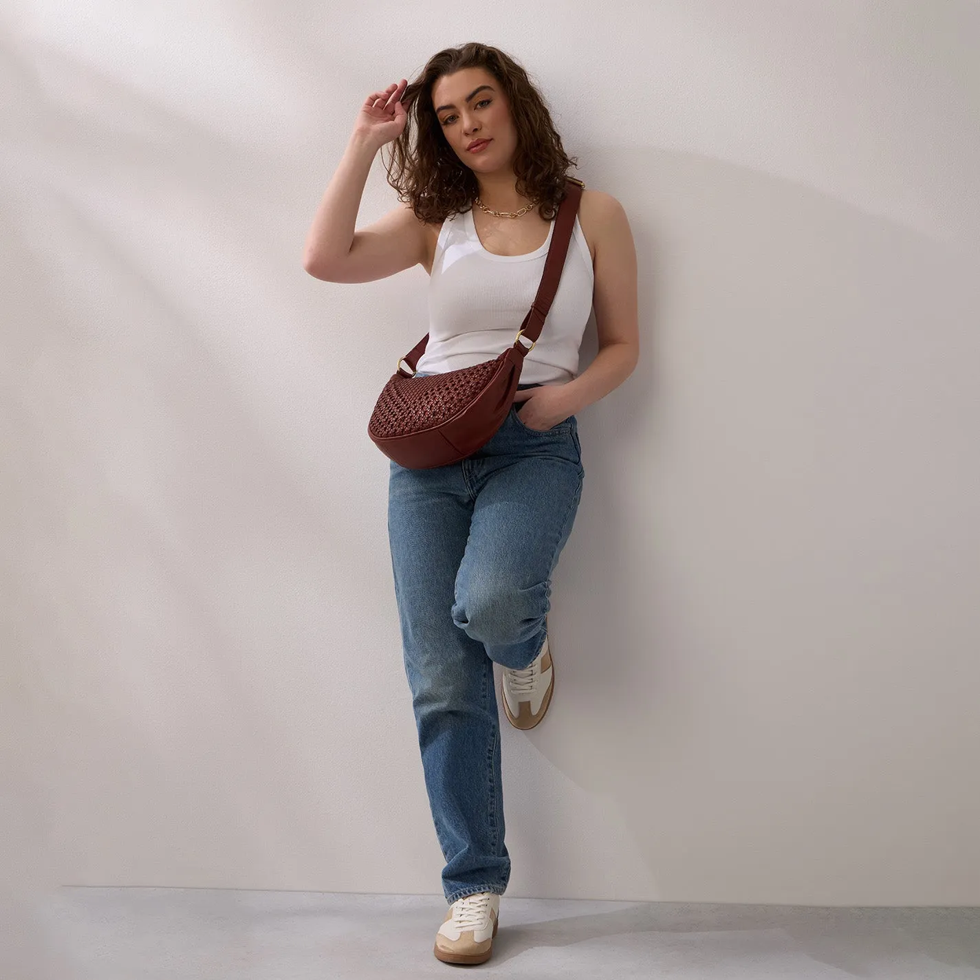 Hazel Sling In Woven Leather - Chestnut sold by HOBO product image thumbnail 2