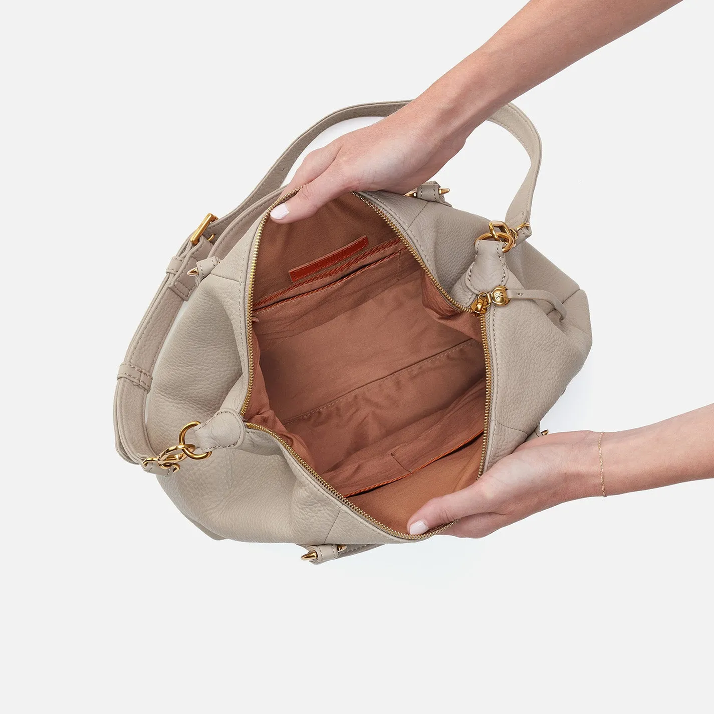 Harley Satchel In Pebbled Leather - Taupe sold by HOBO product image thumbnail 3