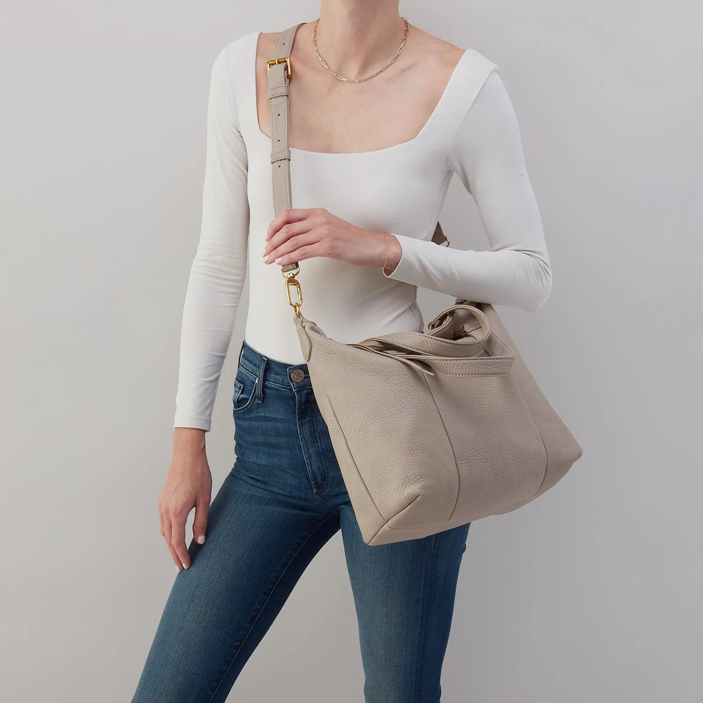 Harley Satchel In Pebbled Leather - Taupe sold by HOBO product image thumbnail 2