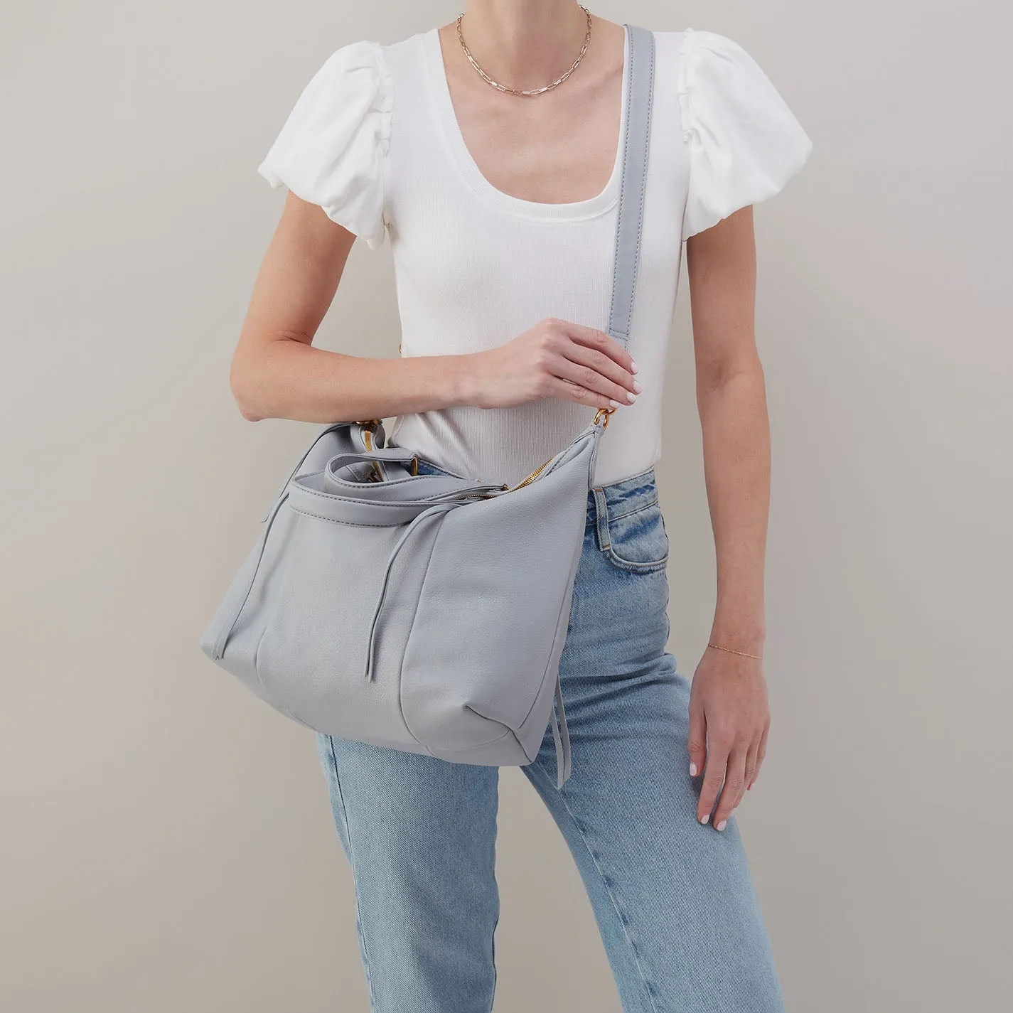 Harley Satchel In Pebbled Leather - Blue Pearl sold by HOBO product image thumbnail 3