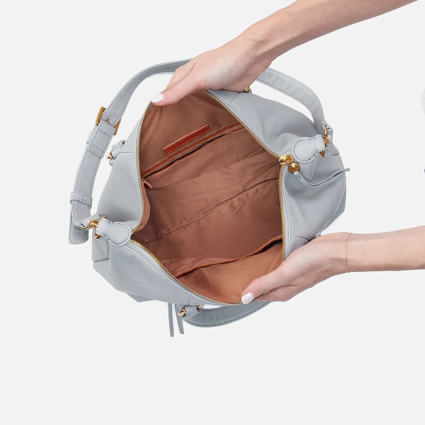 Harley Satchel In Pebbled Leather - Blue Pearl sold by HOBO product image thumbnail 4