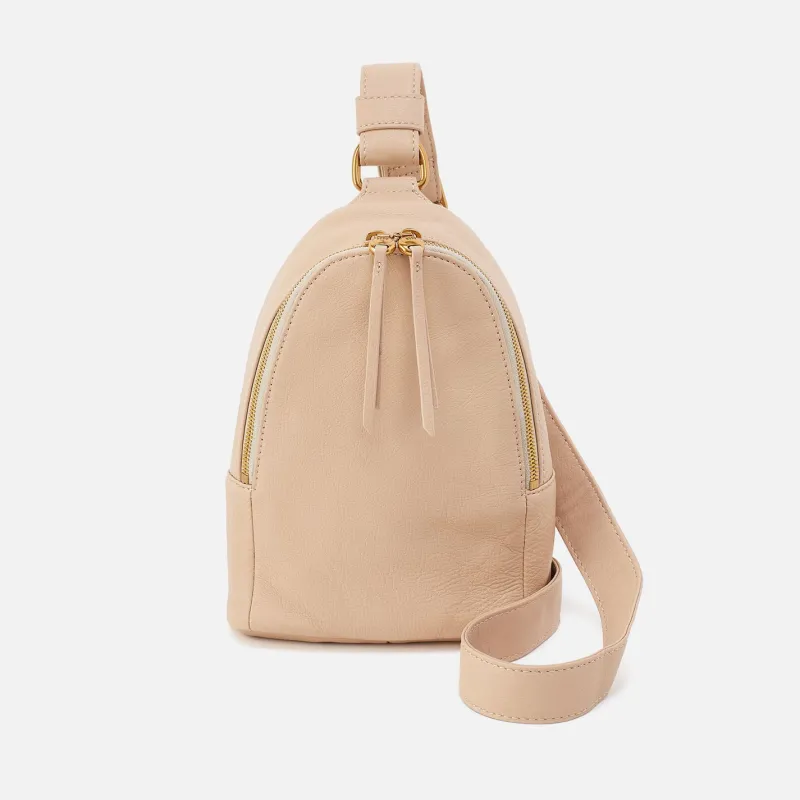 Fern Sling In Pebbled Leather - Linen sold by HOBO