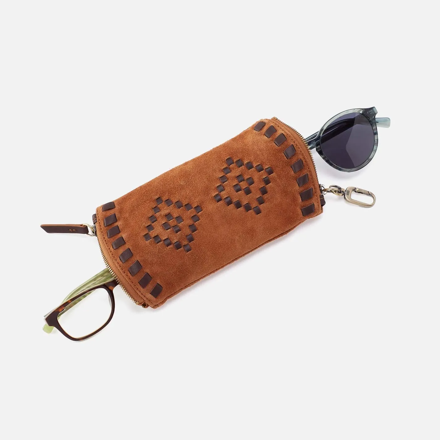 Spark Double Eyeglass Case in Suede Leather - Oak Barrel sold by HOBO product image thumbnail 2