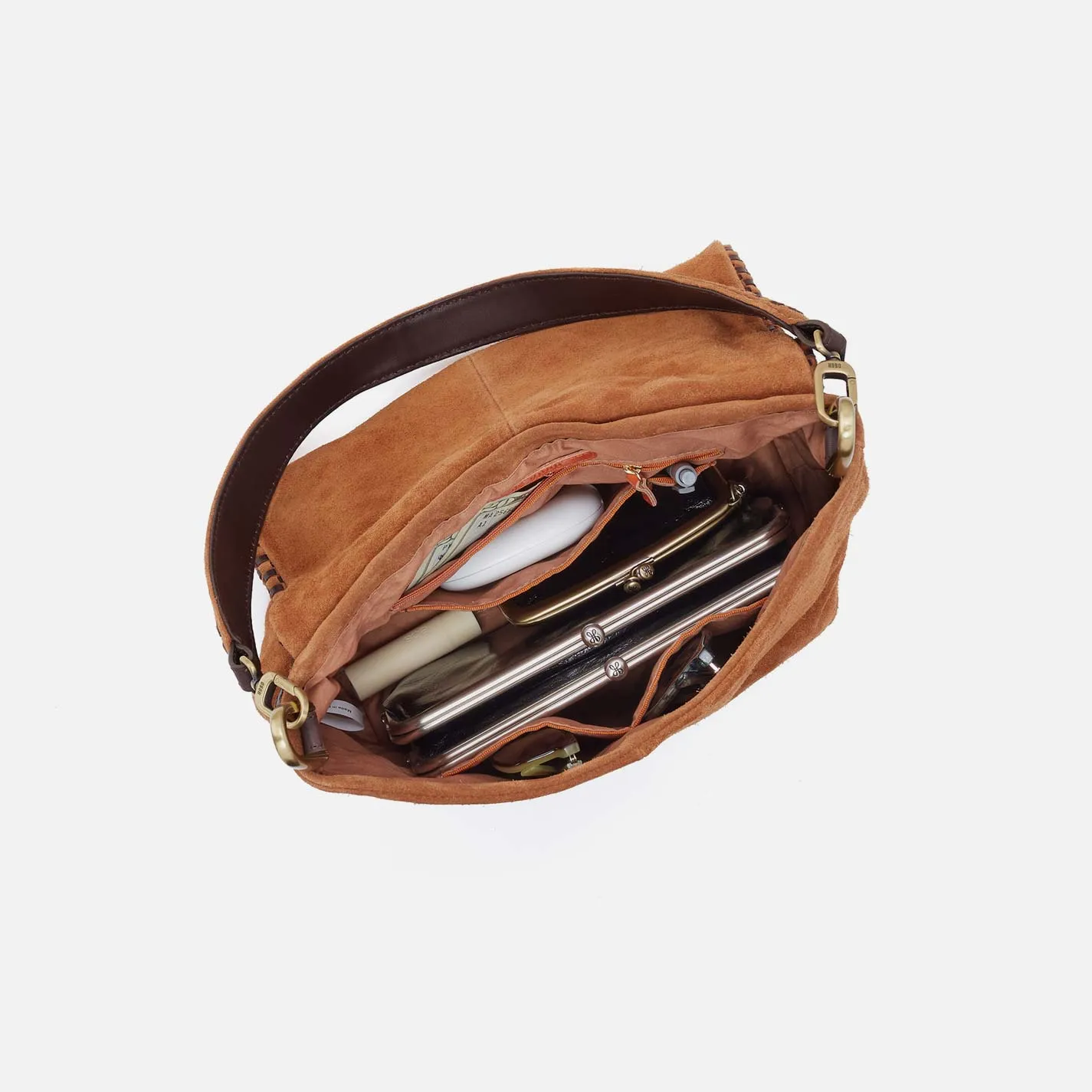 Harley Convertible Shoulder in Suede Leather - Oak Barrel sold by HOBO product image thumbnail 4