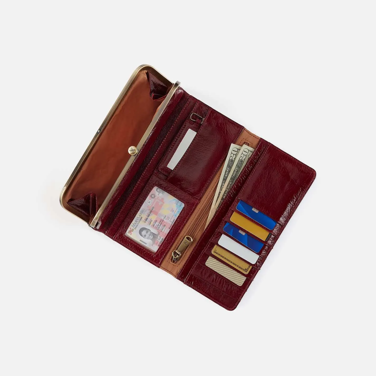 Rachel Continental Wallet in Aniline Gloss Leather - Garnet Gloss sold by HOBO product image thumbnail 2