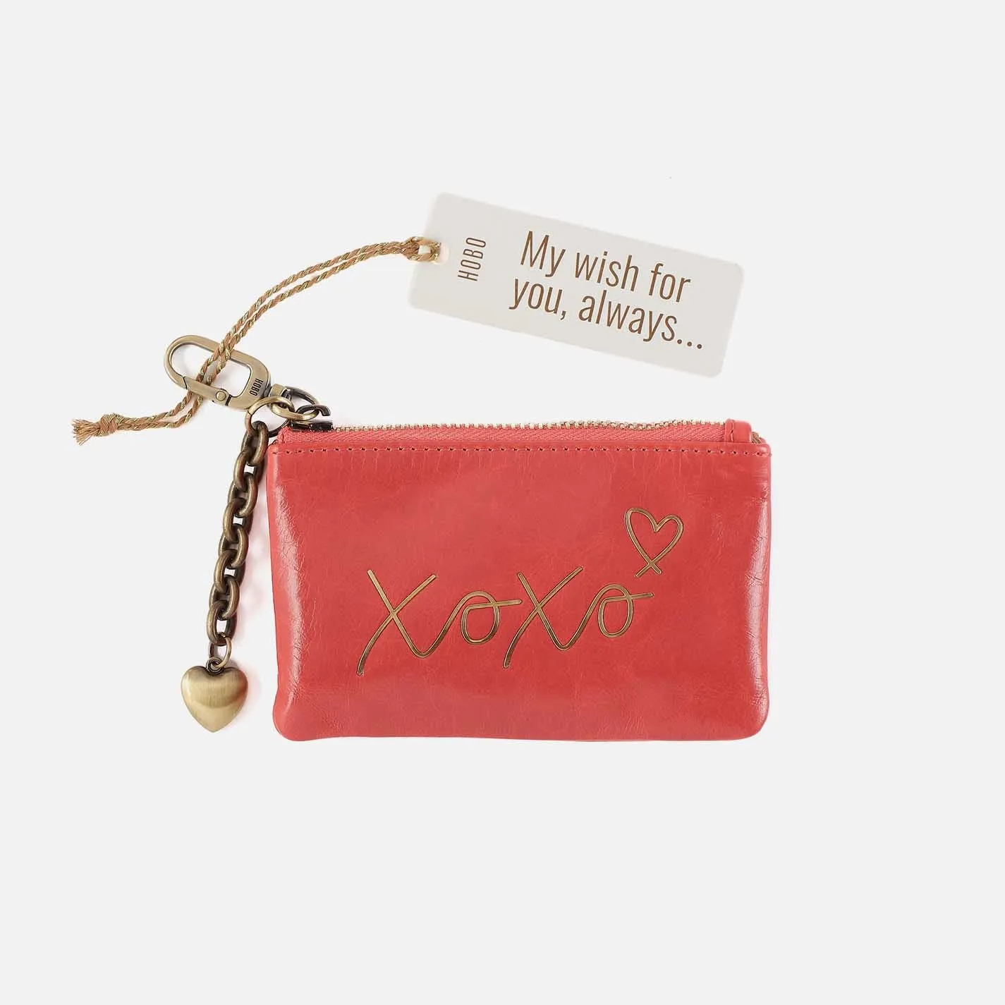 Sentiment Pouch in Polished Leather - Pink Mirage XOXO sold by HOBO