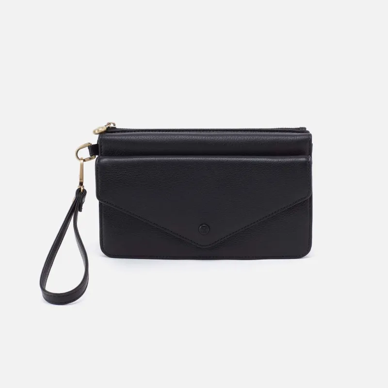Goldie Wristlet in Pebbled Leather - Black sold by HOBO