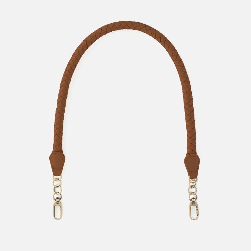 Skinny Braid Strap In Pebbled Leather - Timber Brown sold by HOBO