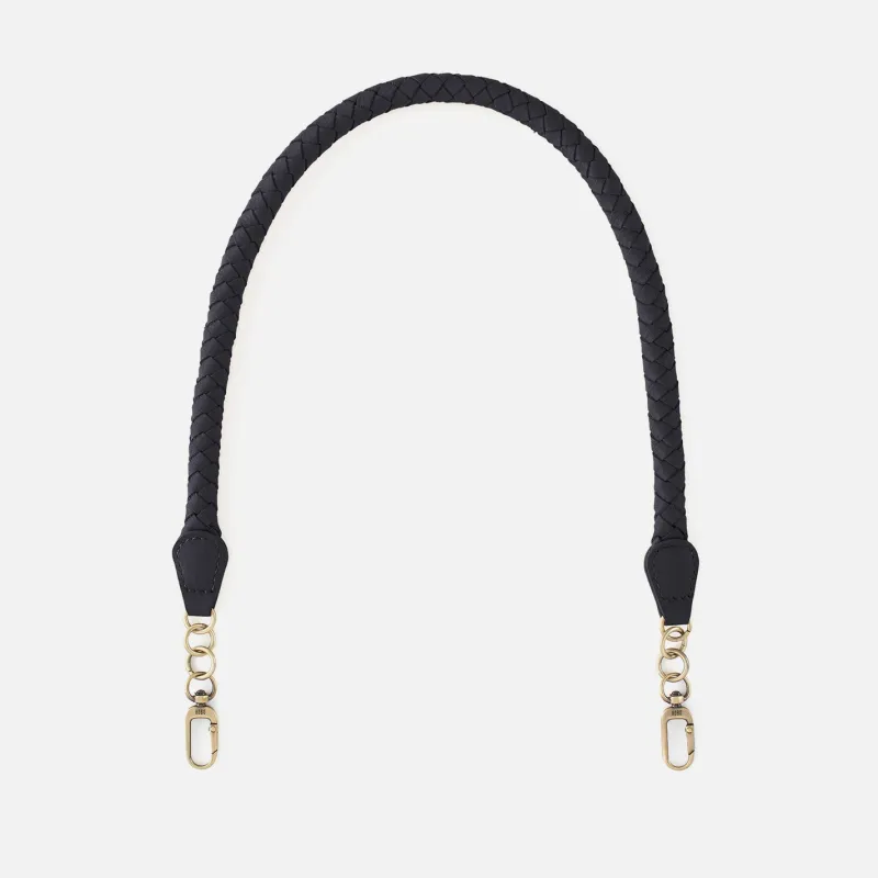 Skinny Braid Strap In Pebbled Leather - Black sold by HOBO