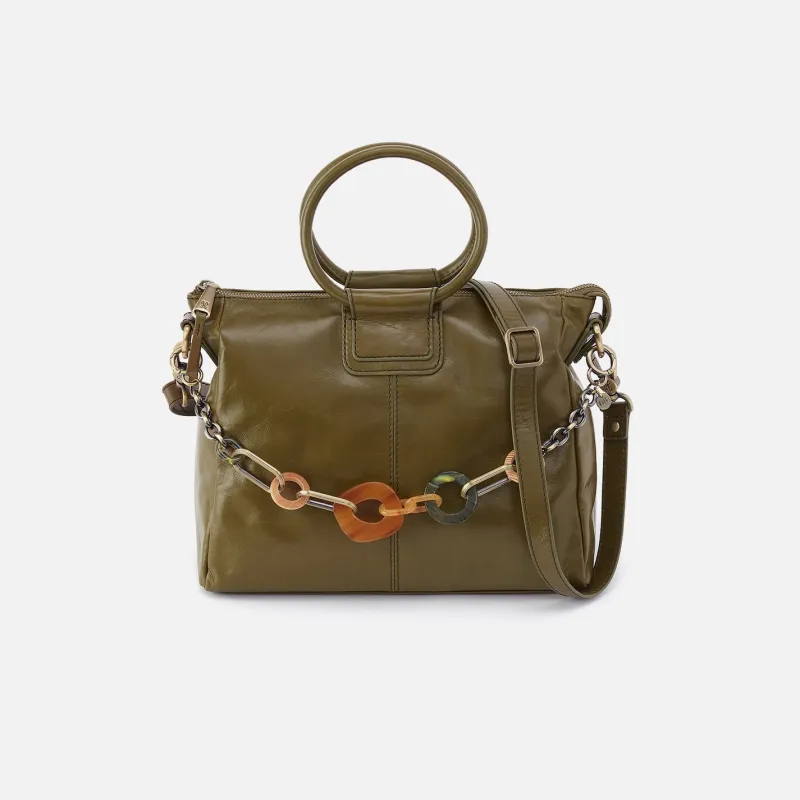 Sheila Medium Satchel With Charm In Polished Leather - Olive Veil sold by HOBO