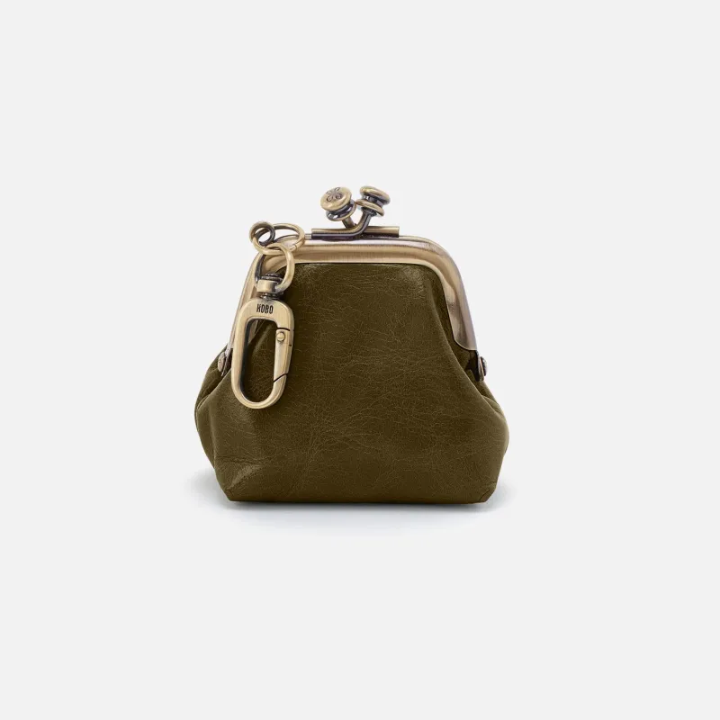 Run Frame Pouch In Polished Leather - Olive Veil sold by HOBO